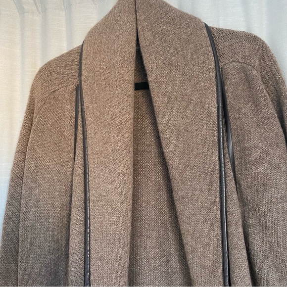 Vince. Brown wool blend leather trim car coat size extra small - Picture 2 of 7